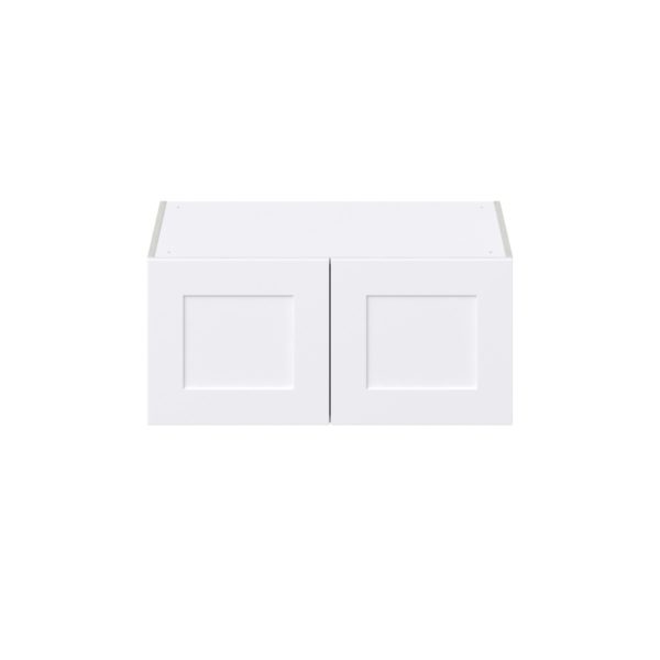 Jasmine Painted Warm White  Shaker Assembled Deep Wall Bridge  Cabinet (33 in. W X 15 in. H X 24 in. D)