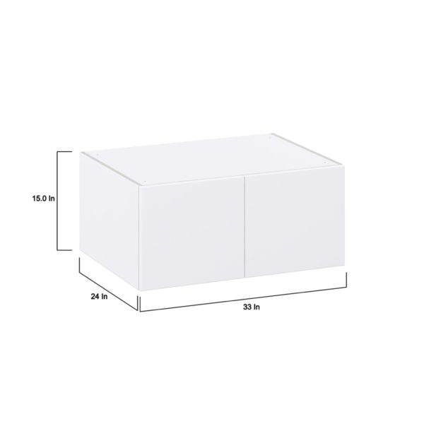 Lily Bright White  Slab Assembled Deep Wall Bridge  Cabinet (33 in. W X 15 in. H X 24 in. D)