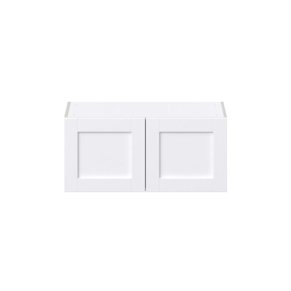 Dahlia Bright White  Shaker Assembled Wall Bridge  Cabinet (33 in. W X 15 in. H X 14 in. D)