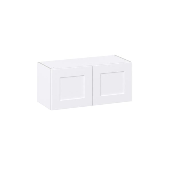 Jasmine Painted Warm White  Shaker Assembled Wall Bridge  Cabinet (33 in. W X 15 in. H X 14 in. D)