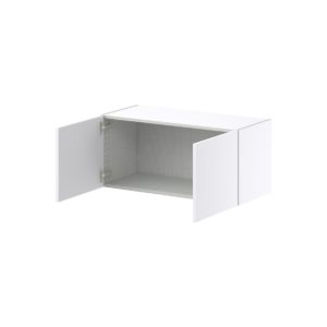 Lily Bright White  Slab Assembled Wall Bridge  Cabinet (33 in. W X 15 in. H X 14 in. D)