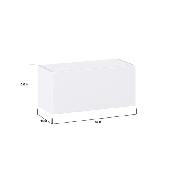 Lily Bright White  Slab Assembled Wall Bridge  Cabinet (33 in. W X 15 in. H X 14 in. D)