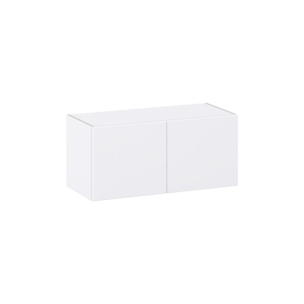 Lily Bright White  Slab Assembled Wall Bridge  Cabinet (33 in. W X 15 in. H X 14 in. D)