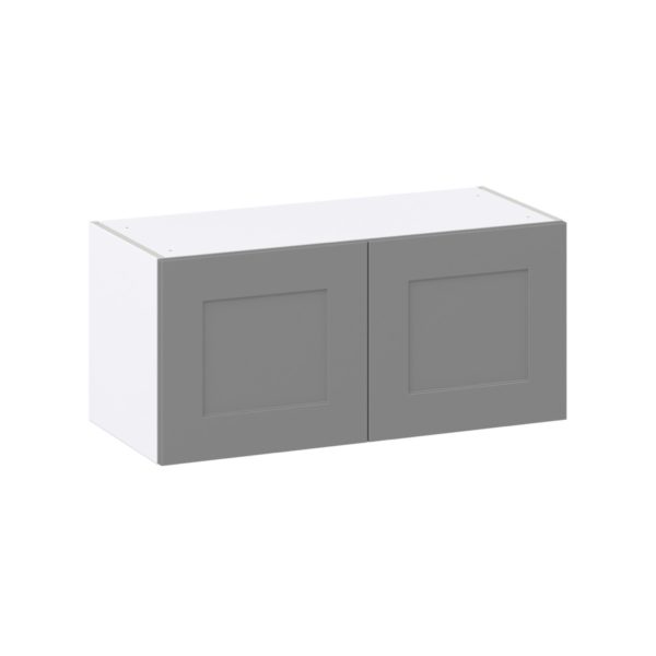 Willow Painted Slate Gray  Shaker Assembled Wall Bridge  Cabinet (33 in. W X 15 in. H X 14 in. D)