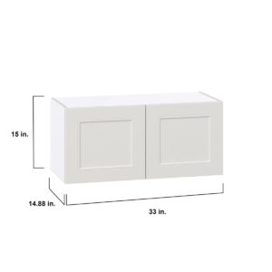 Wisteria Painted Light Gray Recessed Assembled Wall Bridge  Cabinet (33 in. W X 15 in. H X 14 in. D)