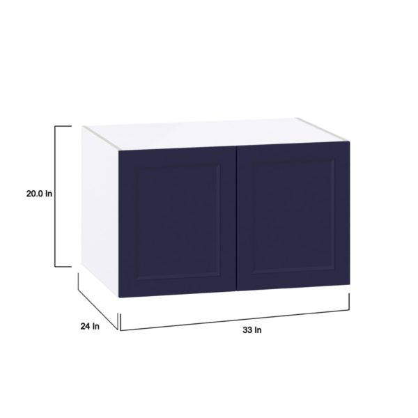 Camellia Painted Midnight Blue Recessed Assembled Deep Wall Bridge  Cabinet (33 in. W X 15 in. H X 24 in. D)