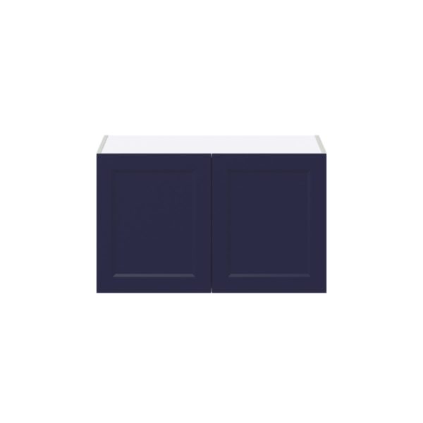 Camellia Painted Midnight Blue Recessed Assembled Deep Wall Bridge  Cabinet (33 in. W X 15 in. H X 24 in. D)