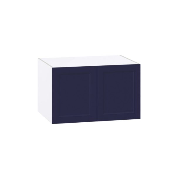 Camellia Painted Midnight Blue Recessed Assembled Deep Wall Bridge  Cabinet (33 in. W X 15 in. H X 24 in. D)