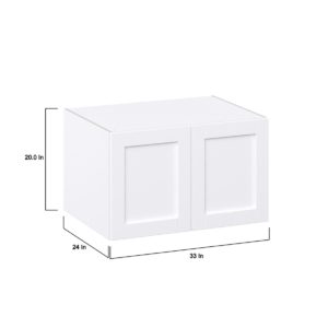 Dahlia Bright White  Shaker Assembled Deep Wall Bridge  Cabinet (33 in. W X 15 in. H X 24 in. D)