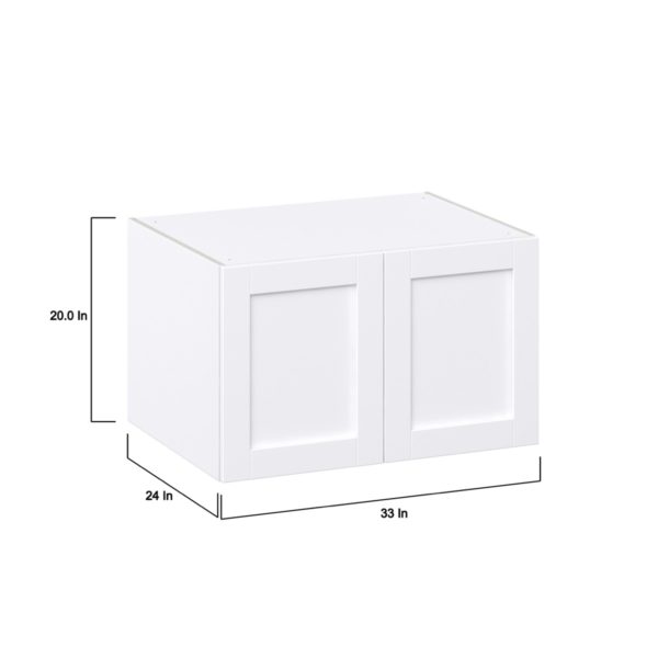 Dahlia Bright White  Shaker Assembled Deep Wall Bridge  Cabinet (33 in. W X 15 in. H X 24 in. D)