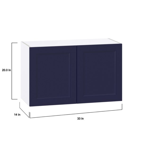 Camellia Painted Midnight Blue Recessed Assembled Wall Bridge  Cabinet (33 in. W X 20 in. H X 14 in. D)