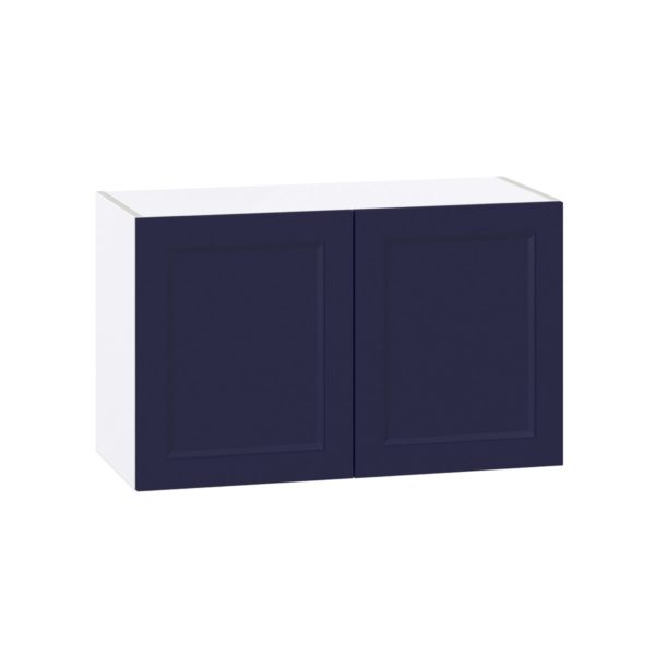 Camellia Painted Midnight Blue Recessed Assembled Wall Bridge  Cabinet (33 in. W X 20 in. H X 14 in. D)