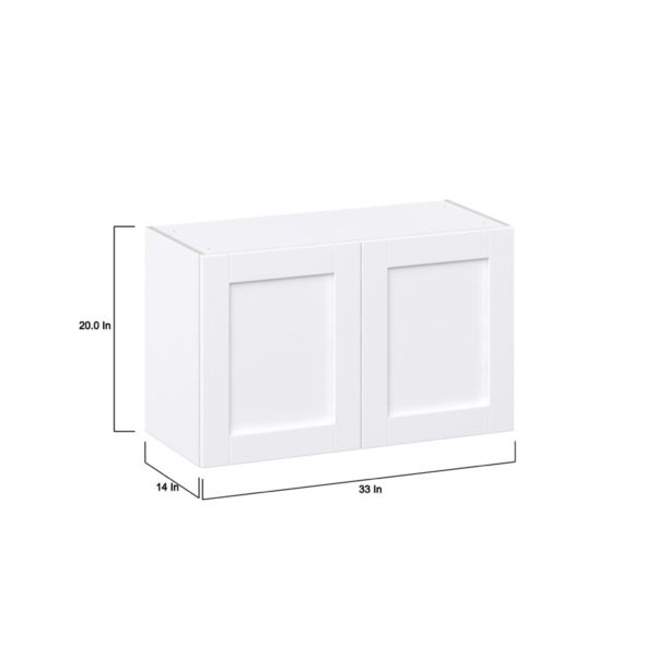 Dahlia Bright White  Shaker Assembled Wall Bridge  Cabinet (33 in. W X 20 in. H X 14 in. D)