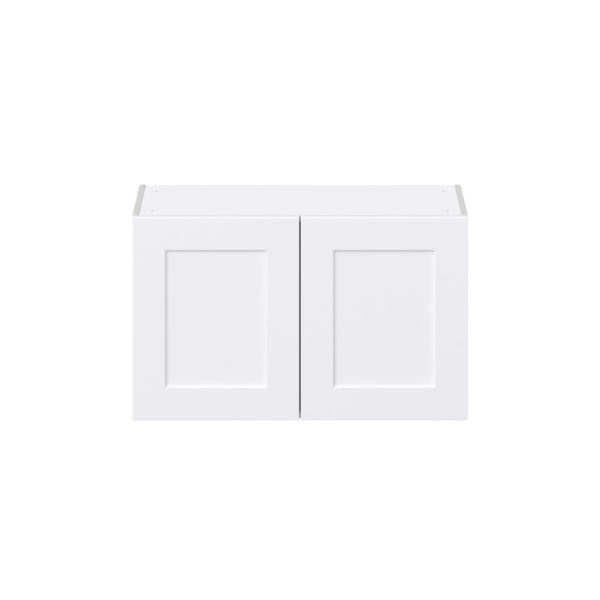 Jasmine Painted Warm White  Shaker Assembled Wall Bridge  Cabinet (33 in. W X 20 in. H X 14 in. D)