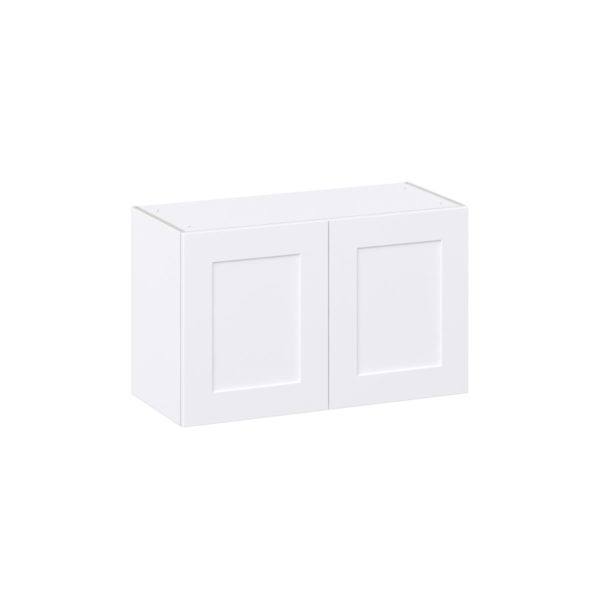 Jasmine Painted Warm White  Shaker Assembled Wall Bridge  Cabinet (33 in. W X 20 in. H X 14 in. D)