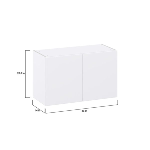 Lily Bright White  Slab Assembled Wall Bridge  Cabinet (33 in. W X 20 in. H X 14 in. D)