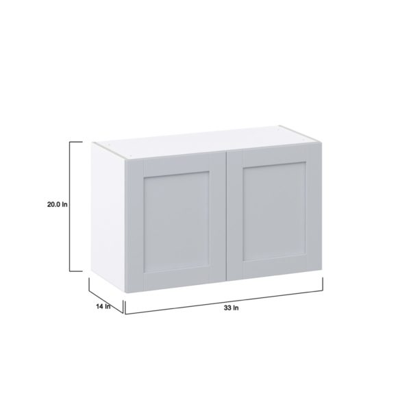 Sea Holly Light Gray  Shaker Assembled Wall Bridge  Cabinet (33 in. W X 20 in. H X 14 in. D)