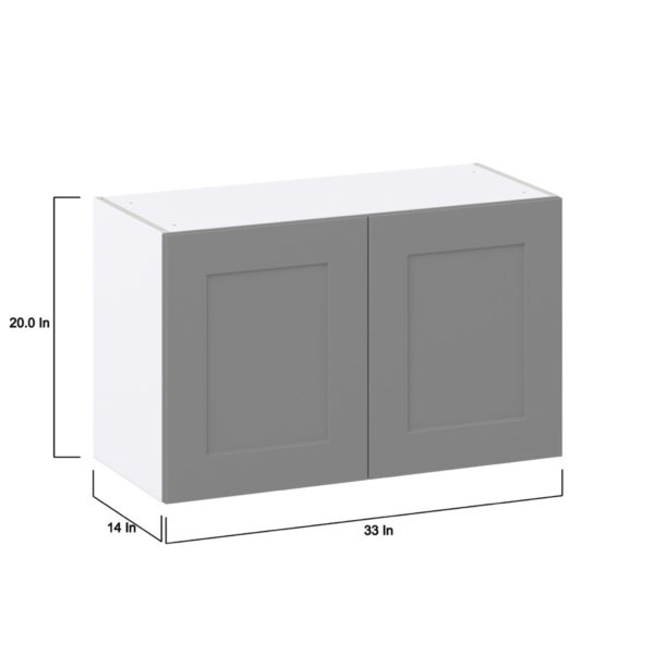 Willow Painted Slate Gray  Shaker Assembled Wall Bridge  Cabinet (33 in. W X 20 in. H X 14 in. D)