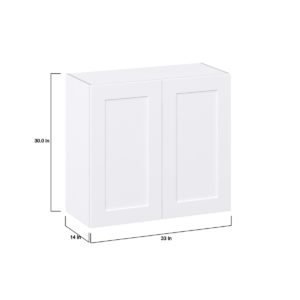 Jasmine Painted Warm White  Shaker Assembled Wall  Cabinet (33 in. W X 30 in. H X 14 in. D)