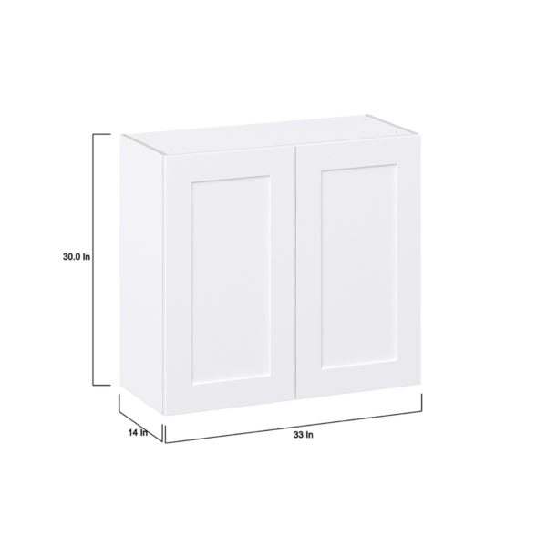 Jasmine Painted Warm White  Shaker Assembled Wall  Cabinet (33 in. W X 30 in. H X 14 in. D)