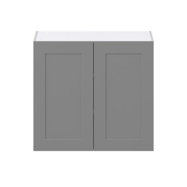 Willow Painted Slate Gray  Shaker Assembled Wall  Cabinet (33 in. W X 30 in. H X 14 in. D)