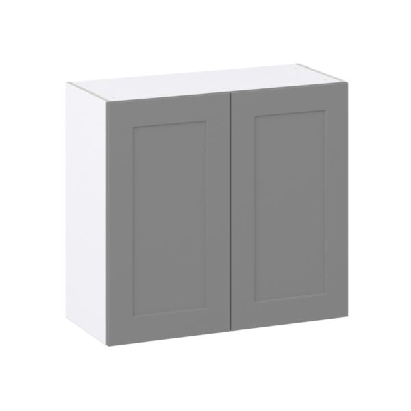 Willow Painted Slate Gray  Shaker Assembled Wall  Cabinet (33 in. W X 30 in. H X 14 in. D)