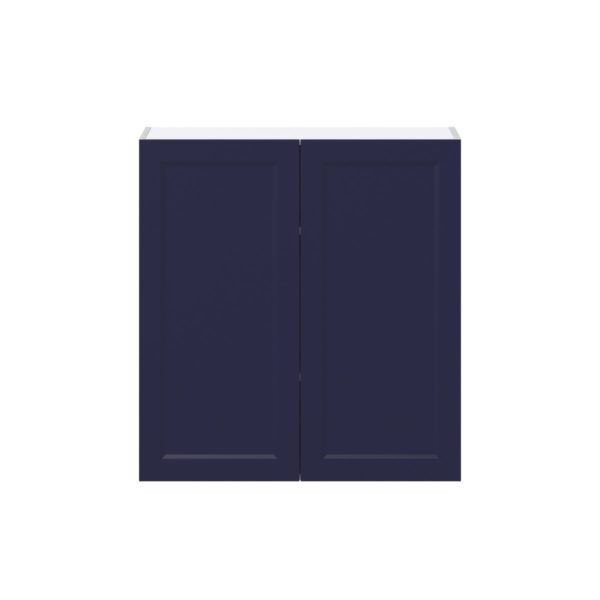 Camellia Painted Midnight Blue Recessed Assembled Wall  Cabinet (33 in. W X 35 in. H X 14 in. D)