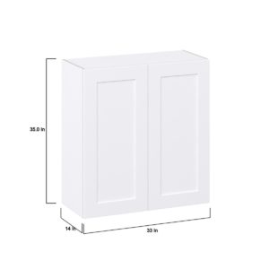 Jasmine Painted Warm White  Shaker Assembled Wall  Cabinet (33 in. W X 35 in. H X 14 in. D)