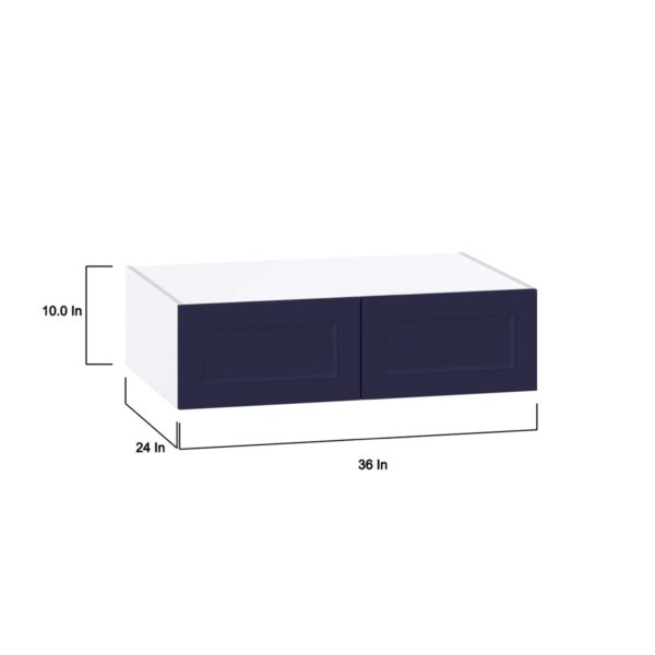 Camellia Painted Midnight Blue Recessed Assembled Deep Wall Bridge Cabinet (36 in. W X 10 in. H X 24 in. D)