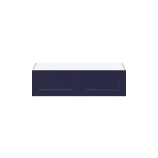 Camellia Painted Midnight Blue Recessed Assembled Deep Wall Bridge Cabinet (36 in. W X 10 in. H X 24 in. D)