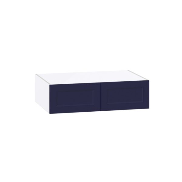 Camellia Painted Midnight Blue Recessed Assembled Deep Wall Bridge Cabinet (36 in. W X 10 in. H X 24 in. D)