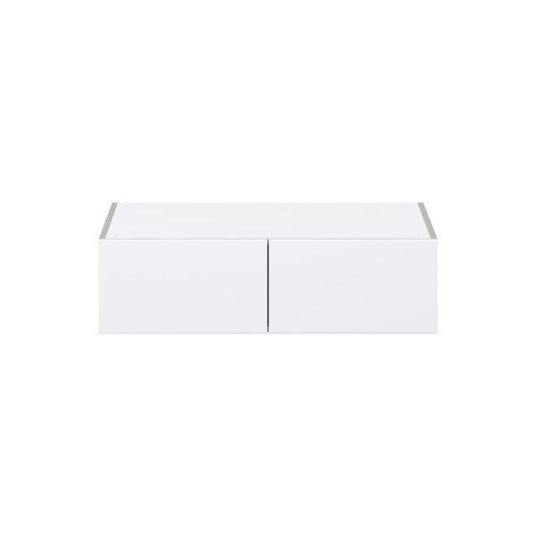 Lily Bright White  Slab Assembled Deep Wall Bridge Cabinet (36 in. W X 10 in. H X 24 in. D)