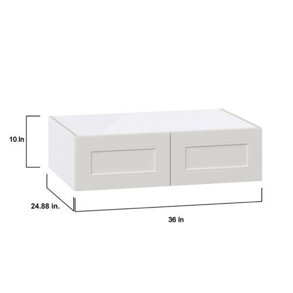 Wisteria Painted Light Gray Recessed Assembled Deep Wall Bridge Cabinet (36 in. W X 10 in. H X 24 in. D)