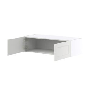 Magnolia Painted Bright White Recessed Assembled Wall Bridge  Cabinet (36 in. W X 10 in. H X 14 in. D)