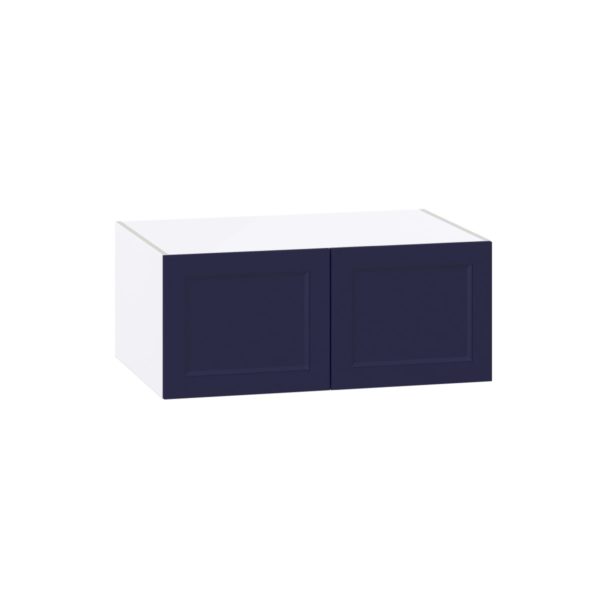 Camellia Painted Midnight Blue Recessed Assembled Deep Wall Bridge  Cabinet (36 in. W X 15 in. H X 24 in. D)