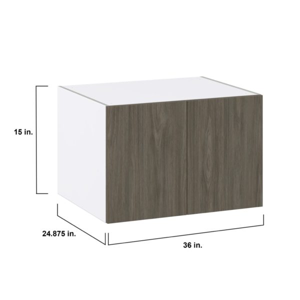 Cordyline Textured Slab Walnut Assembled Deep Wall Bridge  Cabinet (36 in. W X 15 in. H X 24 in. D)