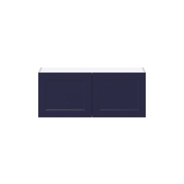 Camellia Painted Midnight Blue Recessed Assembled Wall Bridge  Cabinet (36 in. W X 15 in. H X 14 in. D)