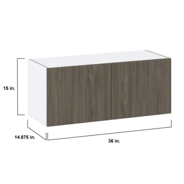 Cordyline Textured Slab Walnut Assembled Wall Bridge  Cabinet (36 in. W X 15 in. H X 14 in. D)