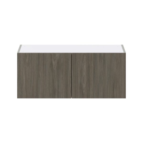 Cordyline Textured Slab Walnut Assembled Wall Bridge  Cabinet (36 in. W X 15 in. H X 14 in. D)