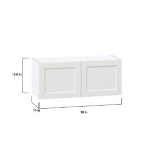 Magnolia Painted Bright White Recessed Assembled Wall Bridge  Cabinet (36 in. W X 15 in. H X 14 in. D)