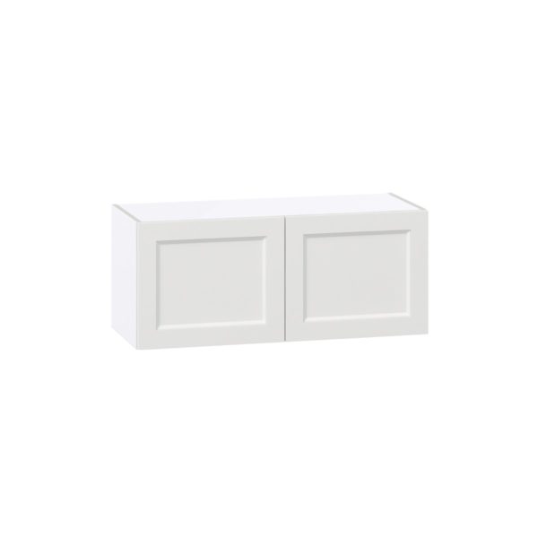 Magnolia Painted Bright White Recessed Assembled Wall Bridge  Cabinet (36 in. W X 15 in. H X 14 in. D)