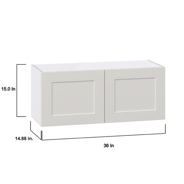 Wisteria Painted Light Gray Recessed Assembled Wall Bridge  Cabinet (36 in. W X 15 in. H X 14 in. D)