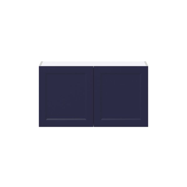 Camellia Painted Midnight Blue Recessed Assembled  Wall Bridge  Cabinet (36 in. W X 20 in. H X 14 in. D)