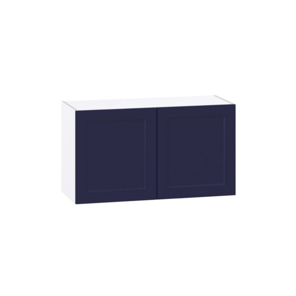 Camellia Painted Midnight Blue Recessed Assembled  Wall Bridge  Cabinet (36 in. W X 20 in. H X 14 in. D)