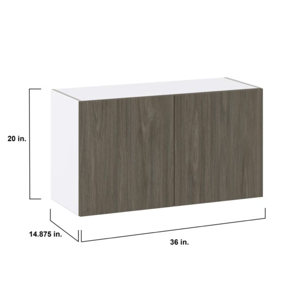 Cordyline Textured Slab Walnut Assembled  Wall Bridge  Cabinet (36 in. W X 20 in. H X 14 in. D)