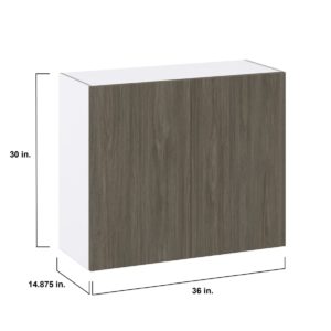 Cordyline Textured Slab Walnut Assembled Wall  Cabinet with 2 Full High Doors (36 in. W x 30 in. H x 14 in. D)