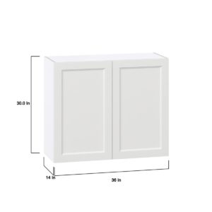 Magnolia Painted Bright White Recessed Assembled Wall  Cabinet with 2 Full High Doors (36 in. W x 30 in. H x 14 in. D)