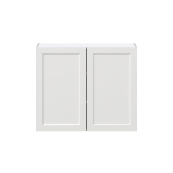 Magnolia Painted Bright White Recessed Assembled Wall  Cabinet with 2 Full High Doors (36 in. W x 30 in. H x 14 in. D)