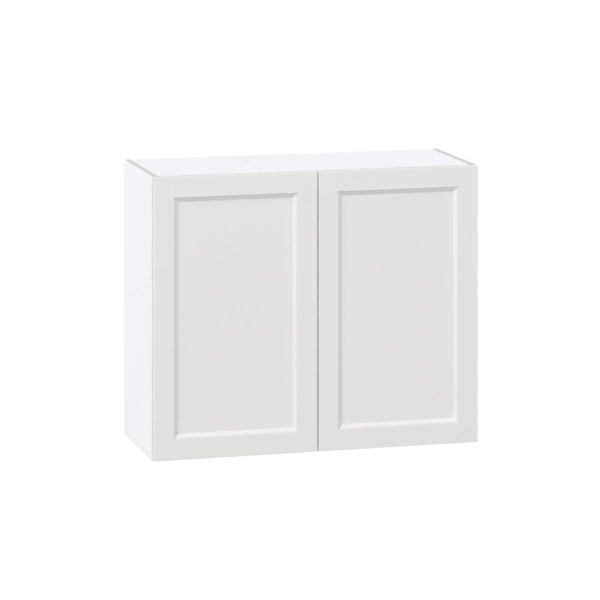 Magnolia Painted Bright White Recessed Assembled Wall  Cabinet with 2 Full High Doors (36 in. W x 30 in. H x 14 in. D)