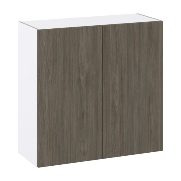 Cordyline Textured Slab Walnut Assembled Wall  Cabinet with 2 Full High Doors (36 in. W x 35 in. H x 14 in. D)